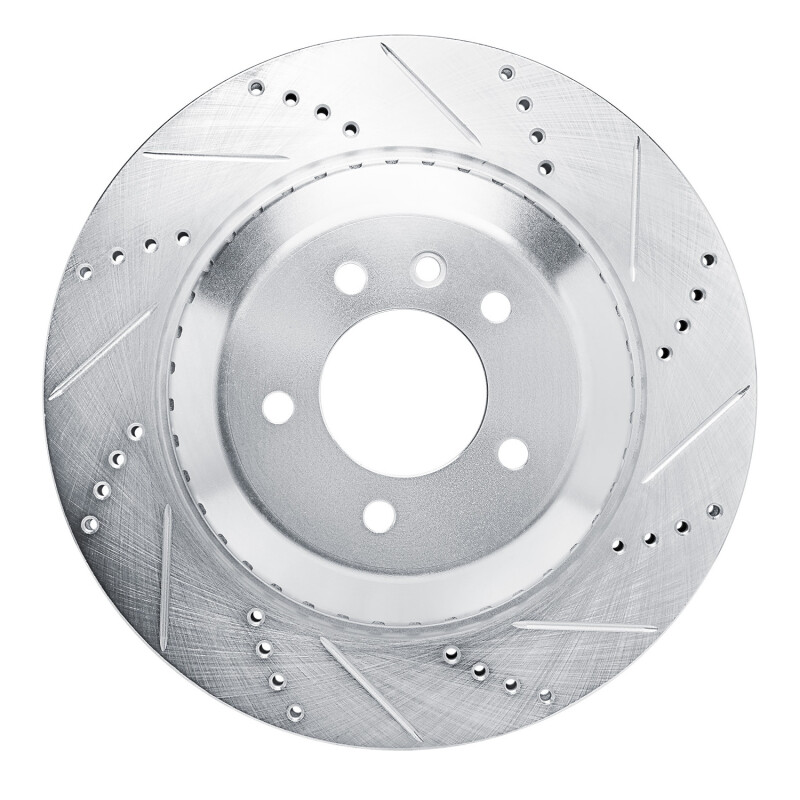 Land Rover Defender 130 Brake Rotor (1) - Rear Right - R1 Concepts - Drilled & Slotted - Silver - `20-`24